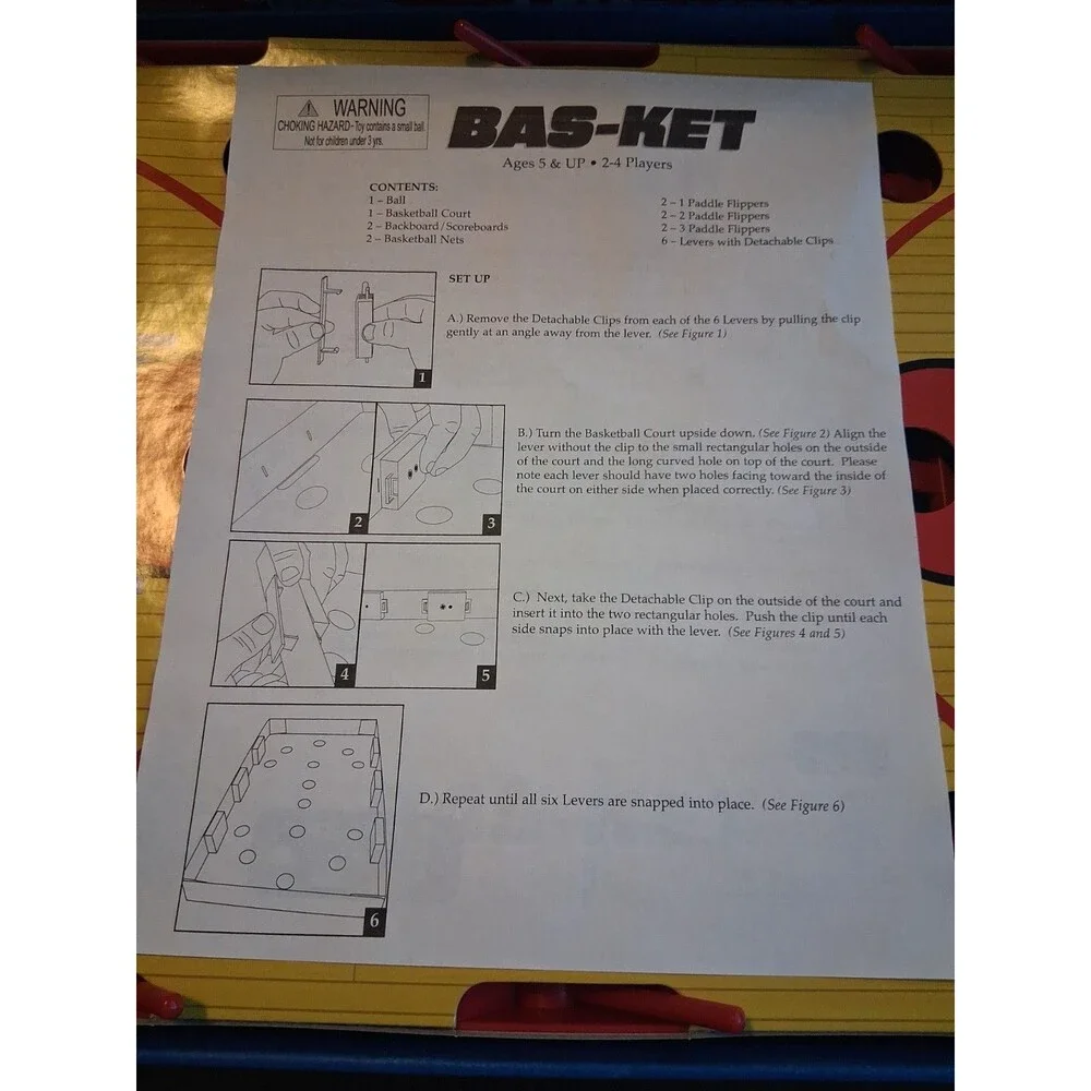 Bas-Ket basketball game ages 5+ vintage family fun tabletop action block party